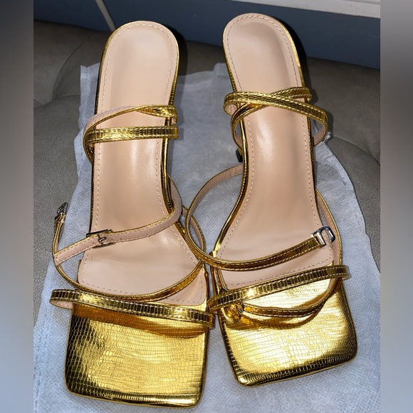 SHEIN Gold Strappy Open Toe Heels Women’s Size US 7 (CN38) - Picture 10 of 16